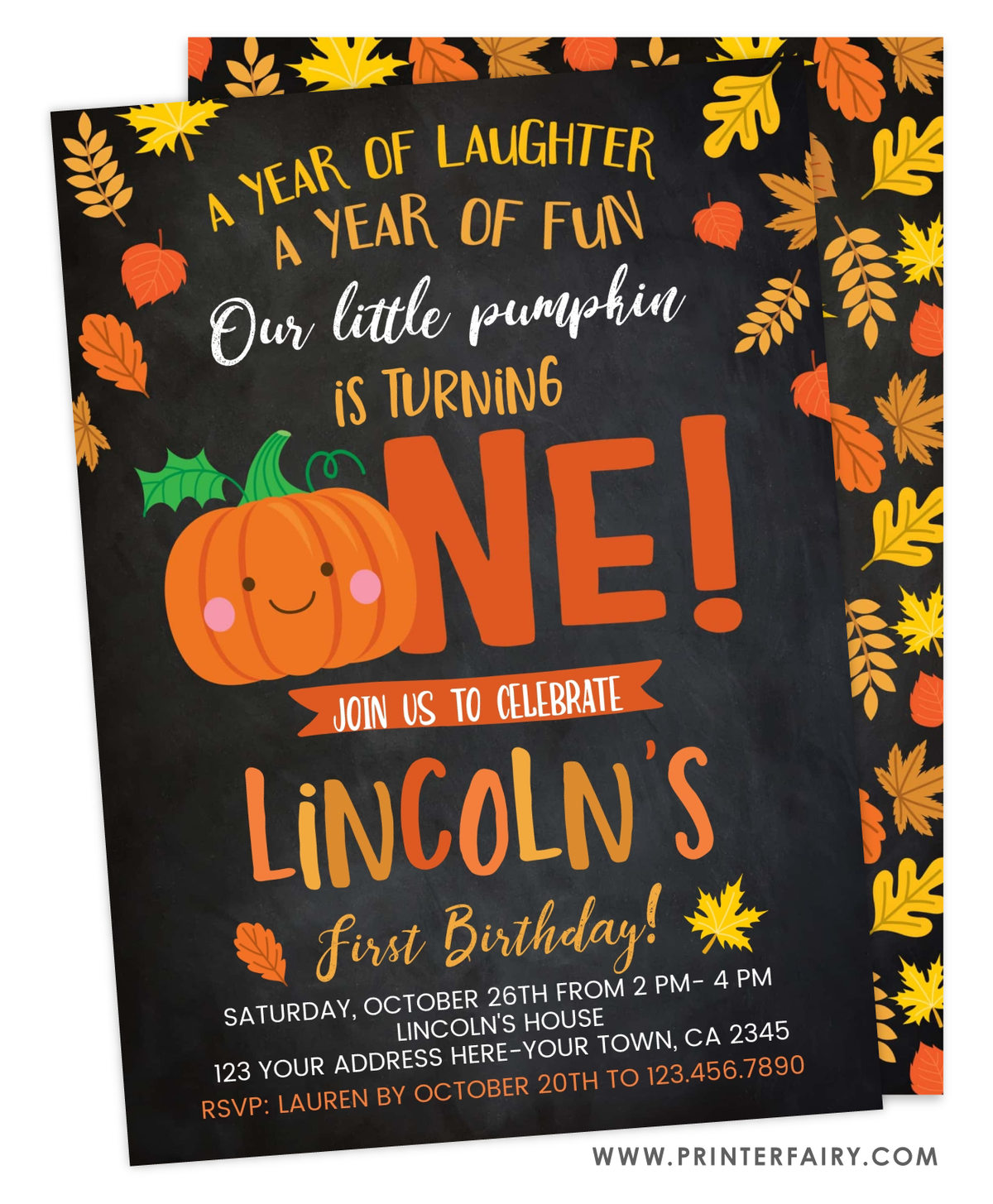 Little Pumpkin First Birthday Invitation