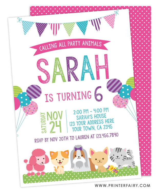 Puppies and Kitties Invitation