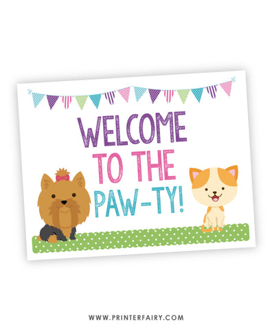 Puppies & Kitties Party Welcome Sign