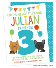 Puppy Third Birthday Party Invitation