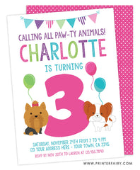 Puppy Third Birthday Party Invitation