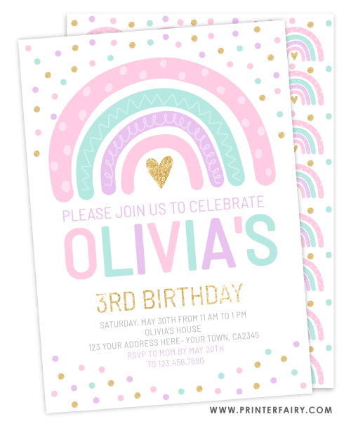 Rainbow Birthday Party Invitation