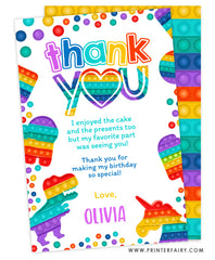 Rainbow Pop It Thank You Card