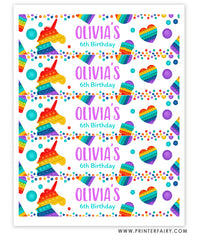 Rainbow Pop It Water Bottle Labels