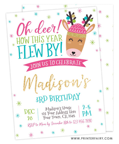 Reindeer Birthday Invitation
