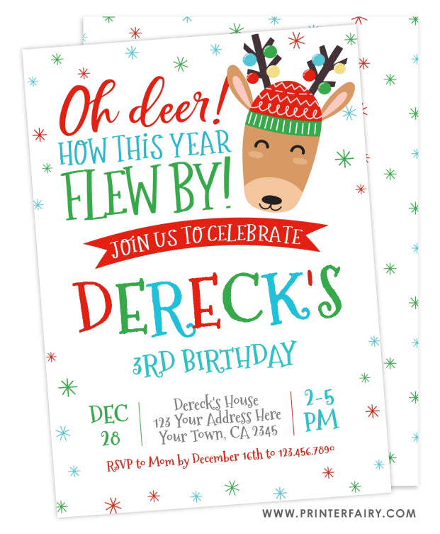 Reindeer Birthday Invitation