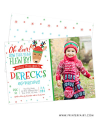 Reindeer Birthday Invitation with Photo