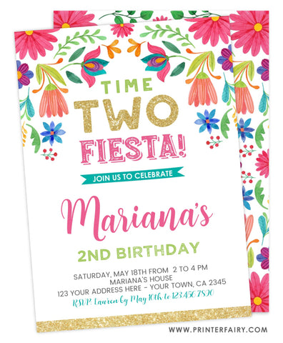 Second Birthday Floral Fiesta Invitation