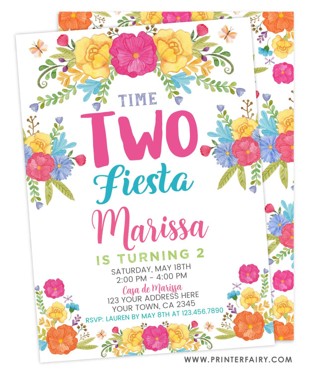 Second Birthday Floral Fiesta Invitation