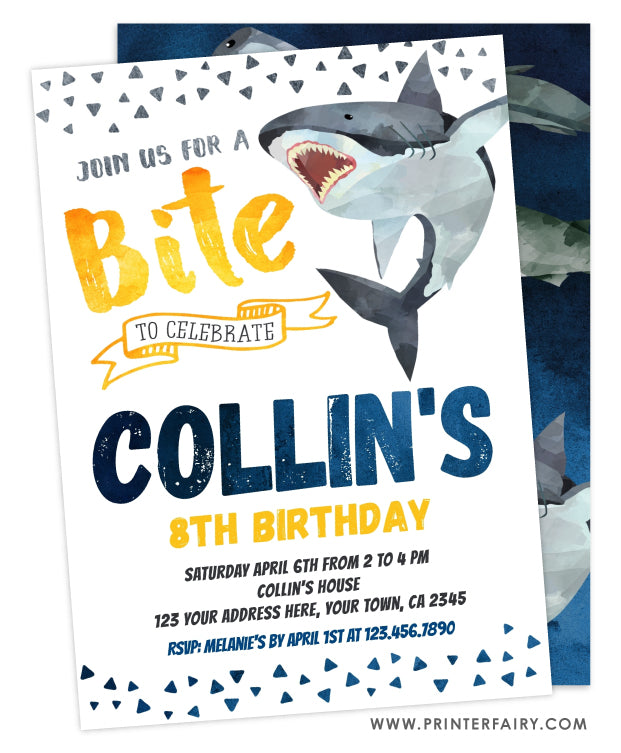 Shark Birthday Invitation | PrinterFairy