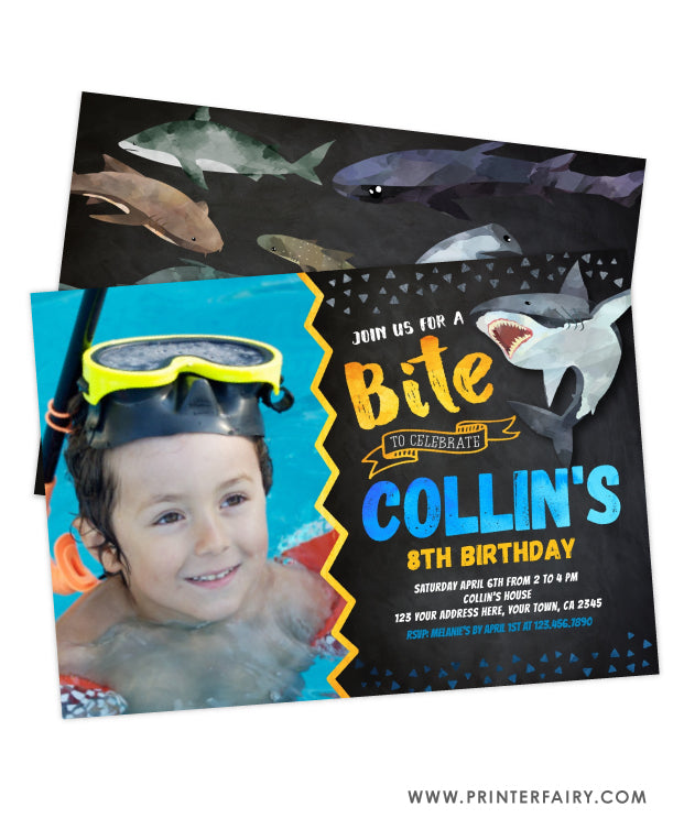 Shark Birthday Invitation with Photo