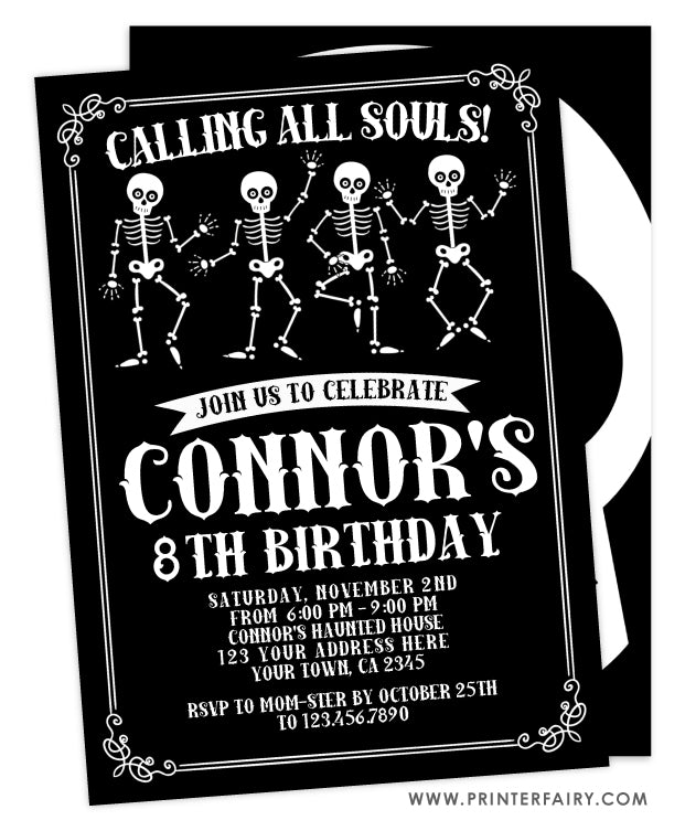 Skulls Birthday Invitation