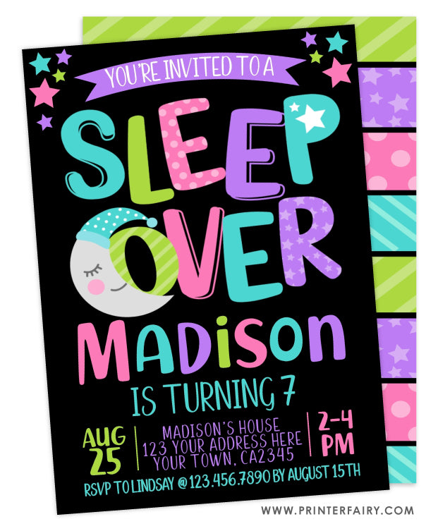 Sleepover Birthday Invitation