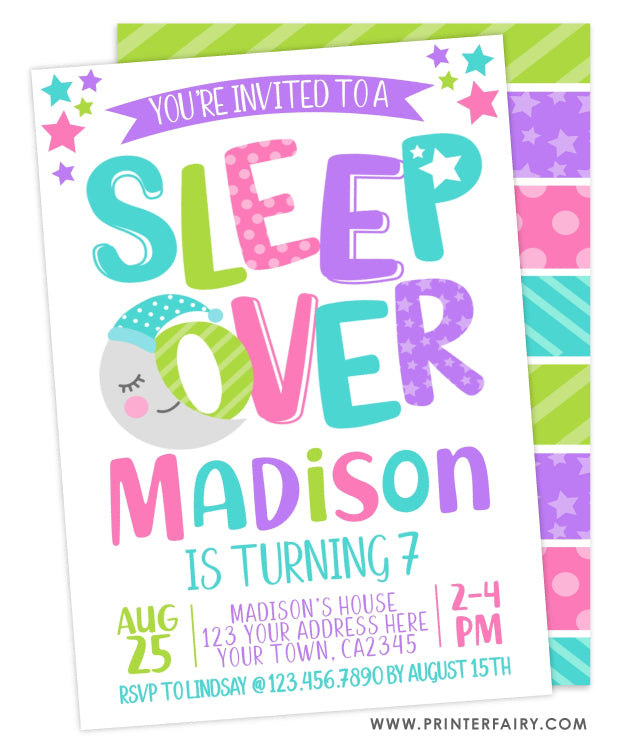 Sleepover Birthday Invitation