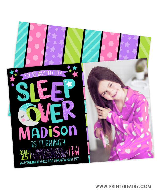 Sleepover Birthday Invitation with Photo