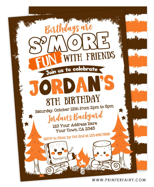 S'mores Birthday Invitation