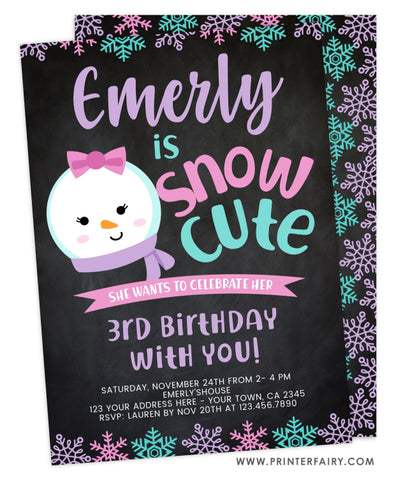 Snow Birthday Invitation