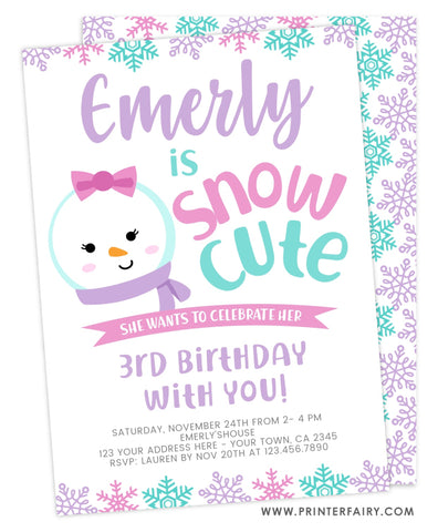 Snow Birthday Invitation