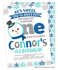 Snow First Birthday Invitation