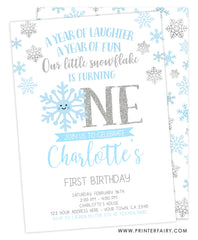 Snowflake First Birthday Invitation