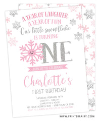 Snowflake First Birthday Invitation