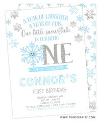 Snowflake First Birthday Invitation