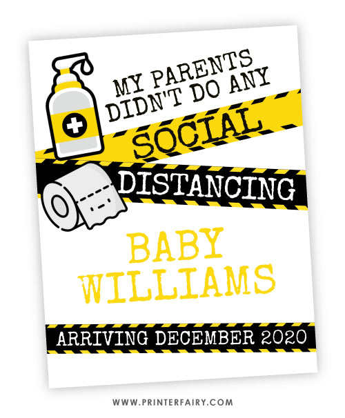 Social Distancing Baby Announcement