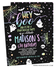 Hey Boo Halloween Birthday Invitation