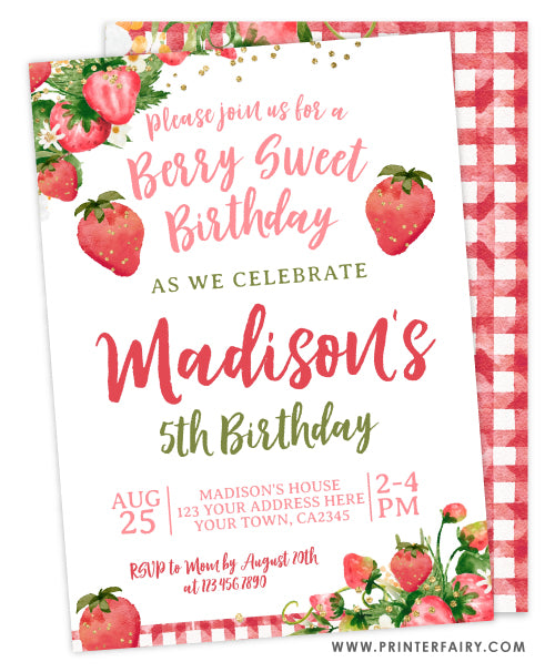Strawberry Birthday Invitation