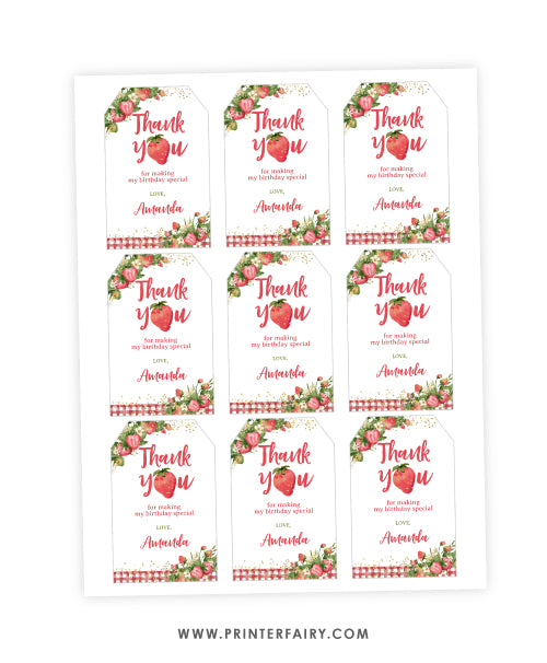 Strawberry Favor Tags