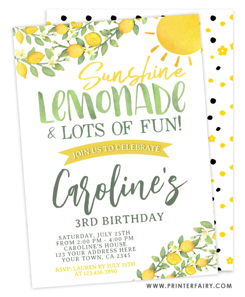 Sunshine Lemonade Birthday Invitation