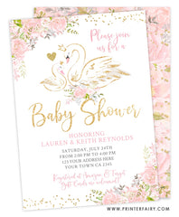 Swan Baby Shower Invitation