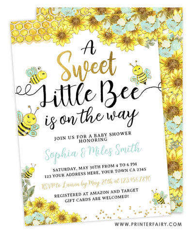 Sweet Little Bee Shower Invitation