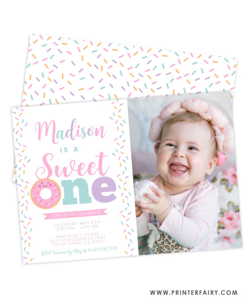 Sweet One Birthday Invitation with Photo