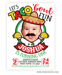 Taco Birthday Party Invitation with Photo