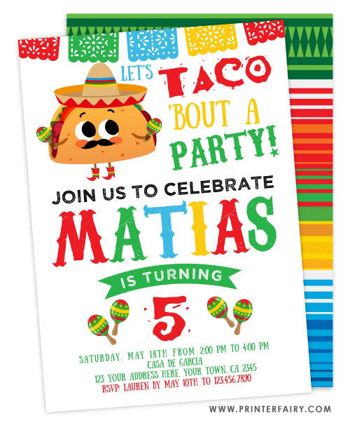 Taco Birthday Party Invitation