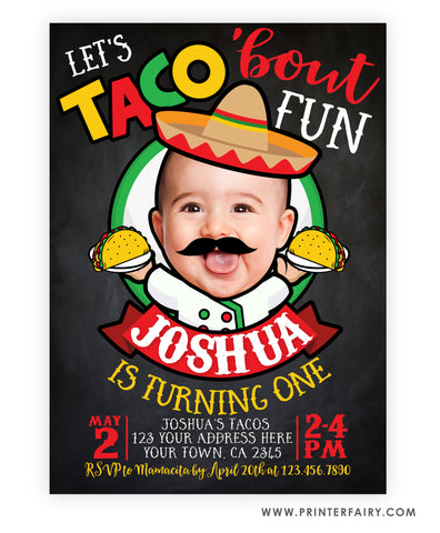 Taco Birthday Party Invitation with Photo
