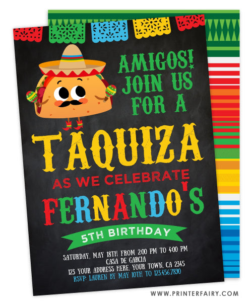 Taquiza Birthday Invitation