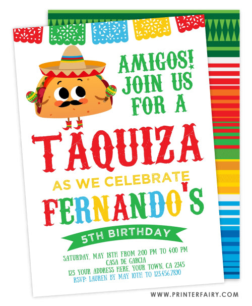 Taquiza Birthday Invitation | PrinterFairy