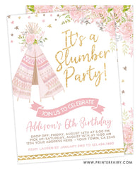 Teepee Slumber Party Invitation