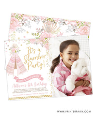 Teepee Slumber Party Invitation with Photo