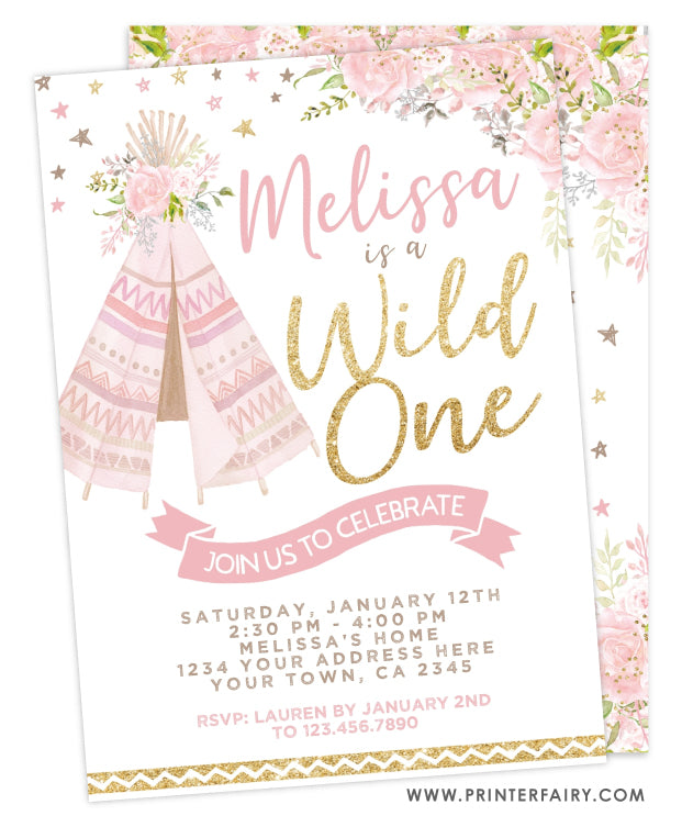 Teepee Wild One Invitation