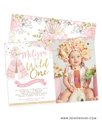 Teepee Wild One Invitation with Photo