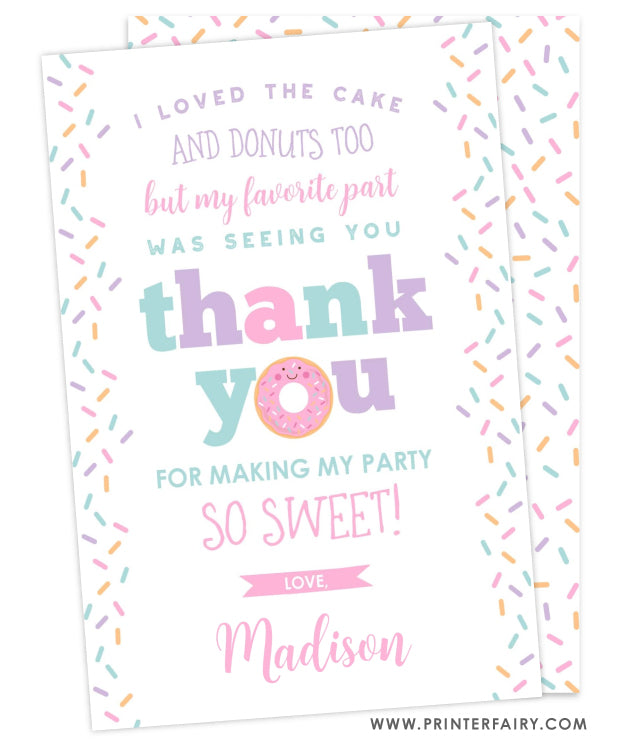 Donut Party Thank You Card