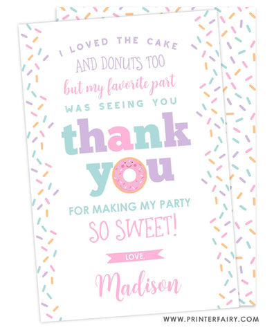 Donut Party Thank You Card