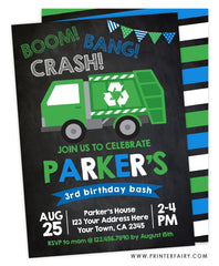 Trash Truck Birthday Party Invitation