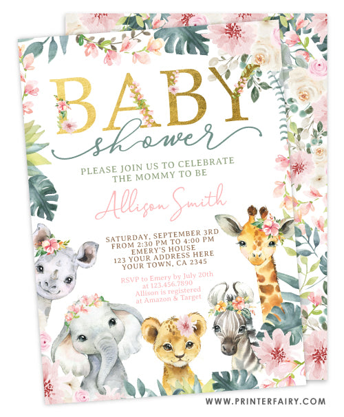 Tropical Jungle Baby Shower Invitation