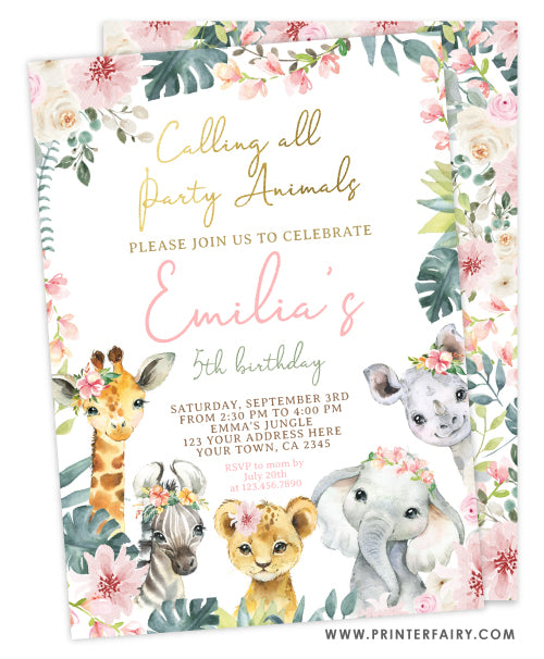 Tropical Jungle Birthday Invitation