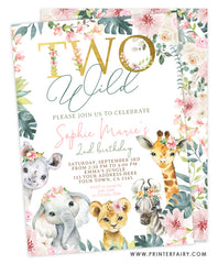 Tropical Jungle Second Birthday Invitation