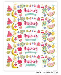 TuttiFrutti Water Bottle Labels